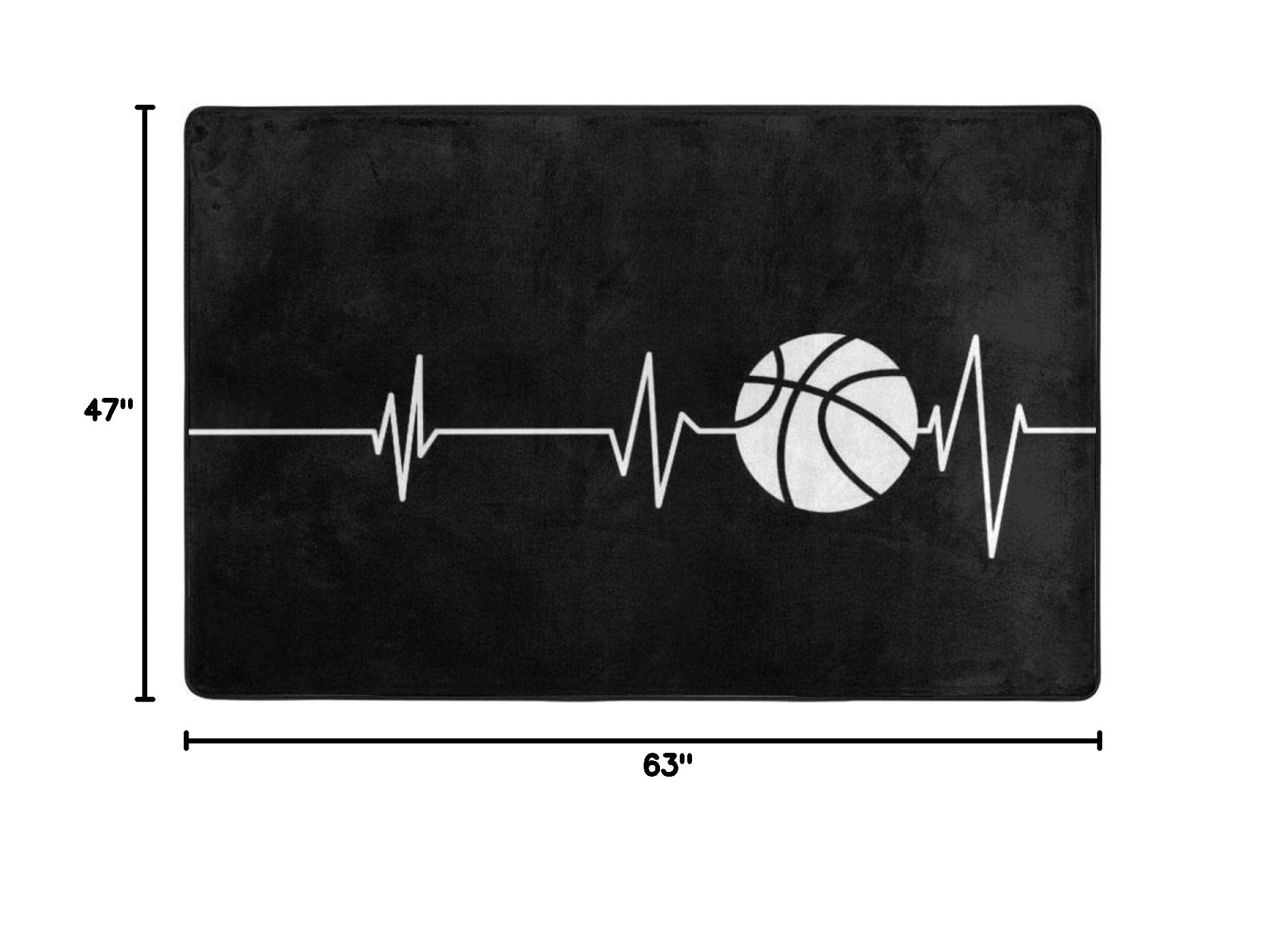 Black and White Basketball Area Rug – Non-Slip Indoor Floor Carpet for Living Room, Bedroom & Home Decor (5.3' x 4') – Perfect for Sports Fans, Game Rooms & Teen Bedrooms