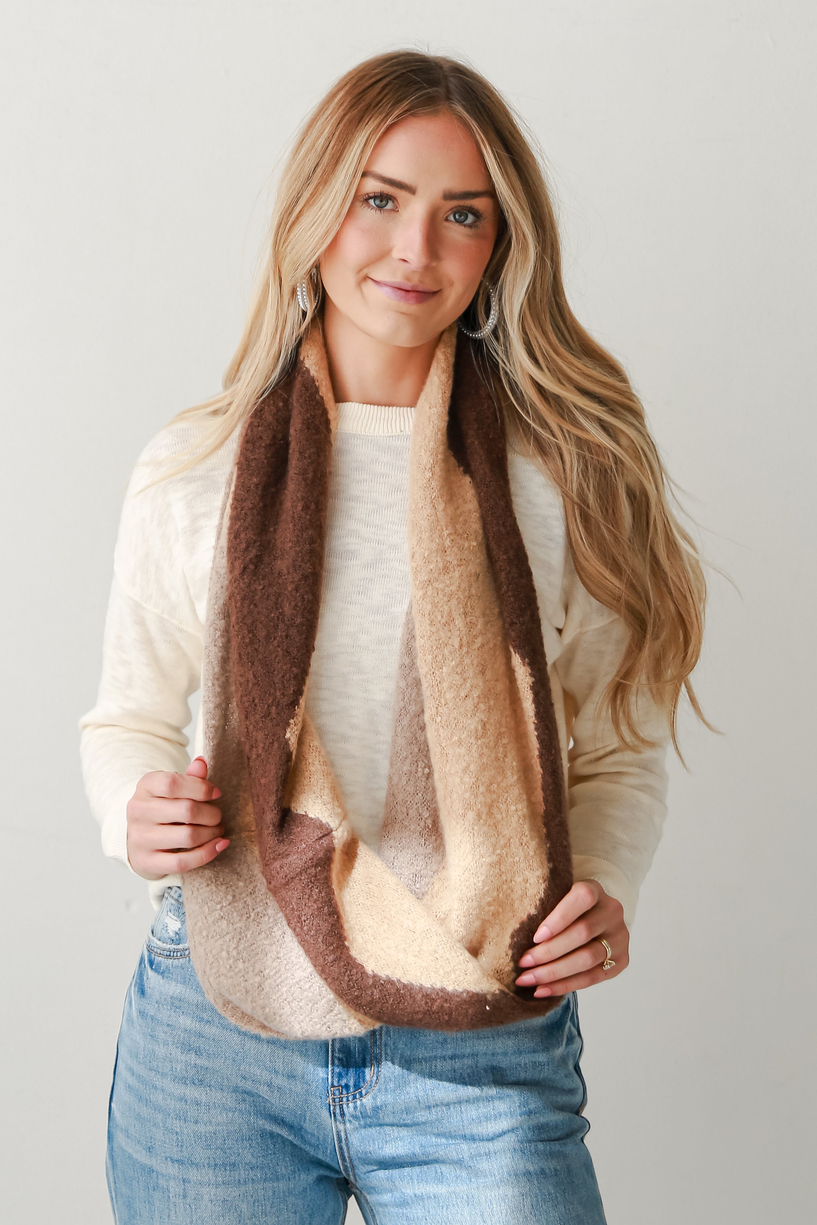 Cozy Brown Infinity Scarf for Women - Soft Warm Winter Fashion Accessory - Perfect for Cold Weather, Office Wear & Holiday Gifts