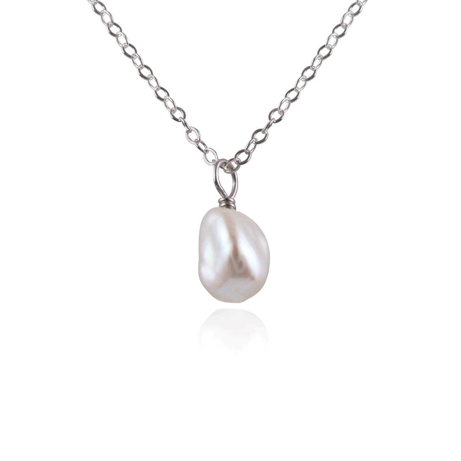 Tiny Raw White Freshwater Pearl Pendant Necklace - Dainty Natural Pearl Jewelry for Women - Perfect for Weddings, Date Nights & Special Occasions
