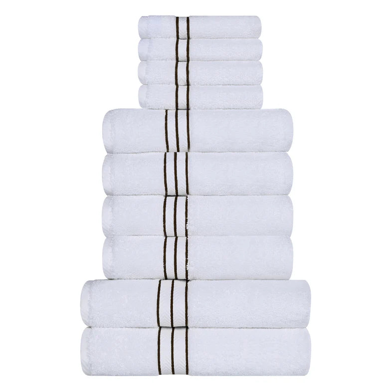 Premium Turkish Cotton Ultra Plush 10-Piece Bath Towel Set - Super Absorbent & Soft for Spa, Beach & Luxury Bathroom Use