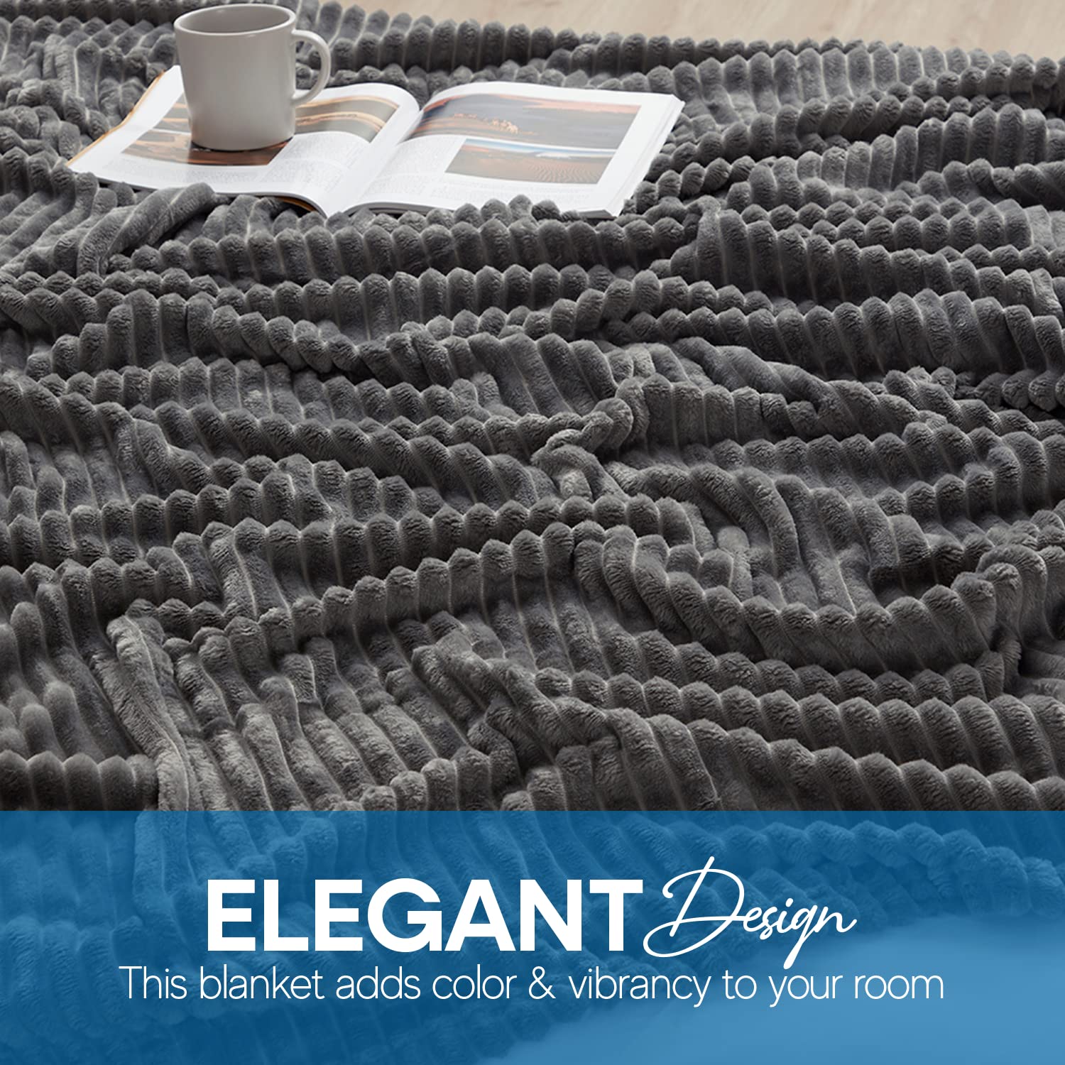 Nestl Soft Twin Fleece Blanket - Ultra Cozy 90x90 Inch Grey Plush Blanket for Bed | Warm Fuzzy Throw for Couch, Sofa & Winter Nights | Perfect Gift for Family & Friends