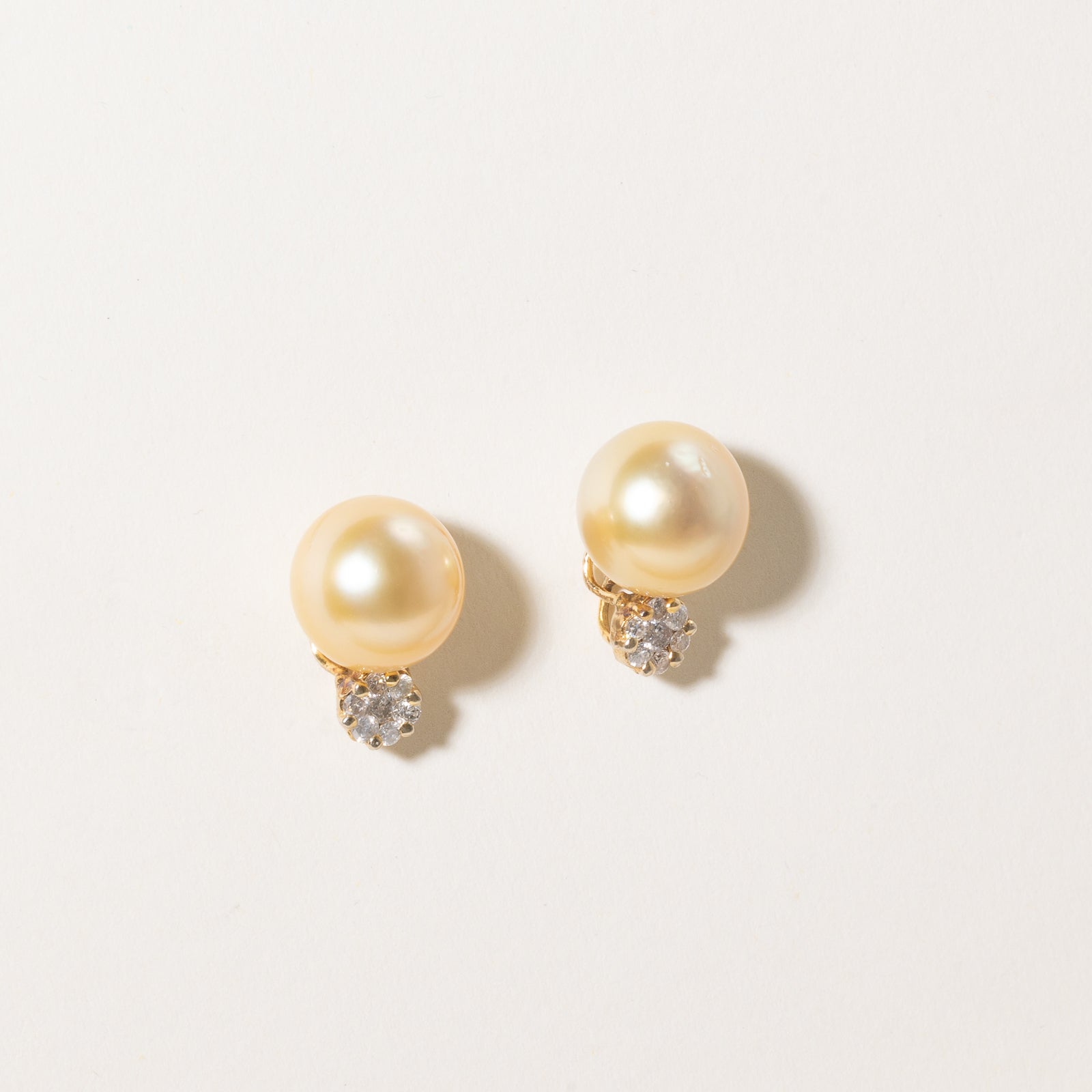 Luxury 12.50mm South Sea Pearl & 0.36ctw Diamond Earrings - Elegant White Gold Jewelry for Weddings & Special Occasions