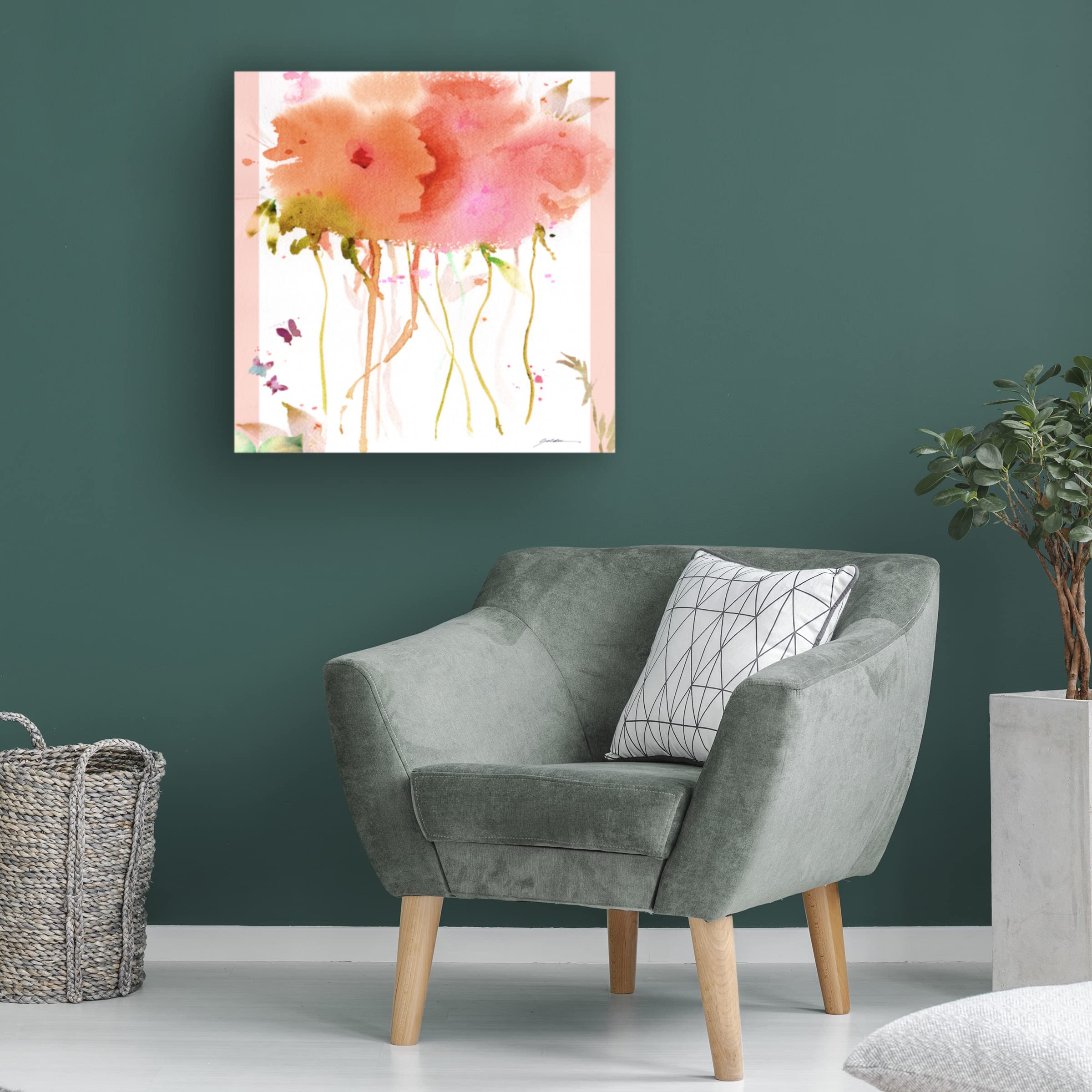 Sheila Golden 'Butterfly Blossoming' Floral Canvas Wall Art - Handmade Home Decor for Living Room, Bedroom & Office