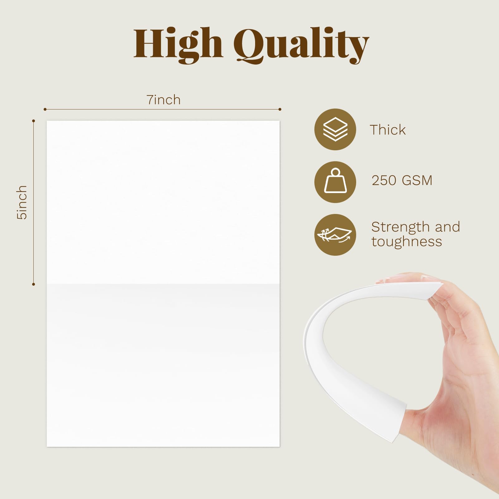 Goefun 100 Pack 5x7 Blank White Folded Cardstock & A7 Envelopes with Clear Cello Bags - Self Seal Invitation Cards for Wedding, Birthday, Greeting Cards - Perfect for DIY Crafts, Party Invitations, Thank You Notes and Stationery Projects