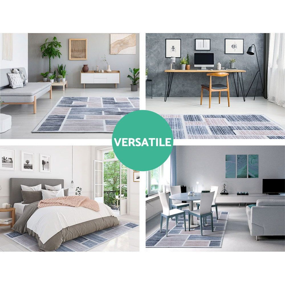 Soft Short Pile Floor Rug 200x290cm (79x114 inches) - Non-Slip Oblong Living Room Carpet for Bedroom, Nursery & Home Decor