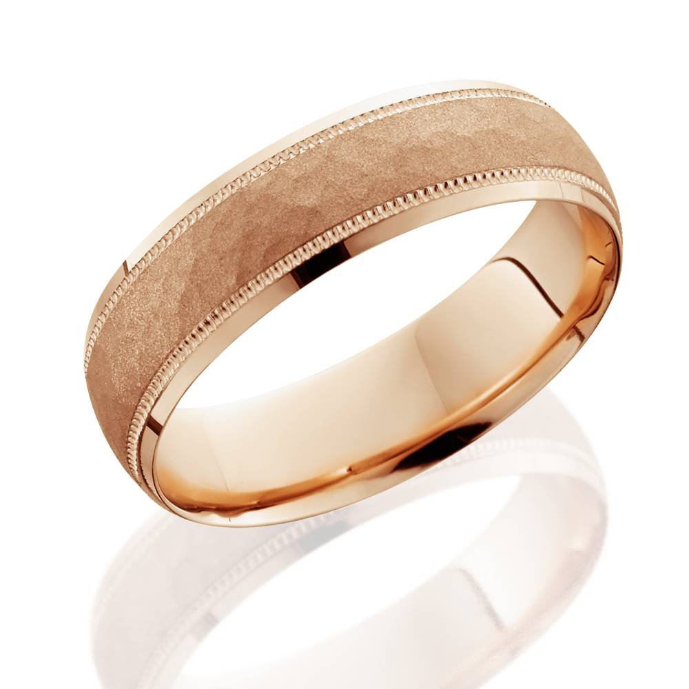 14K Rose Gold Hammered Men's Wedding Band - 6mm Comfort Fit Ring for Men, Perfect for Engagement, Anniversary & Everyday Wear