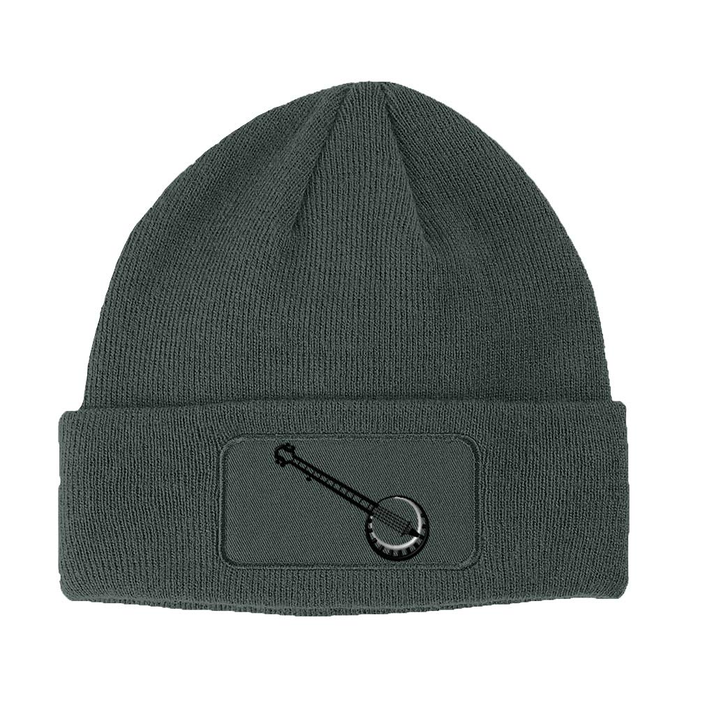 Custom Banjo Music Instrument Embroidered Patch Beanie - Acrylic Thread for Musicians, Fans & Gift Giving - Perfect for Concerts, Festivals & Cold Weather