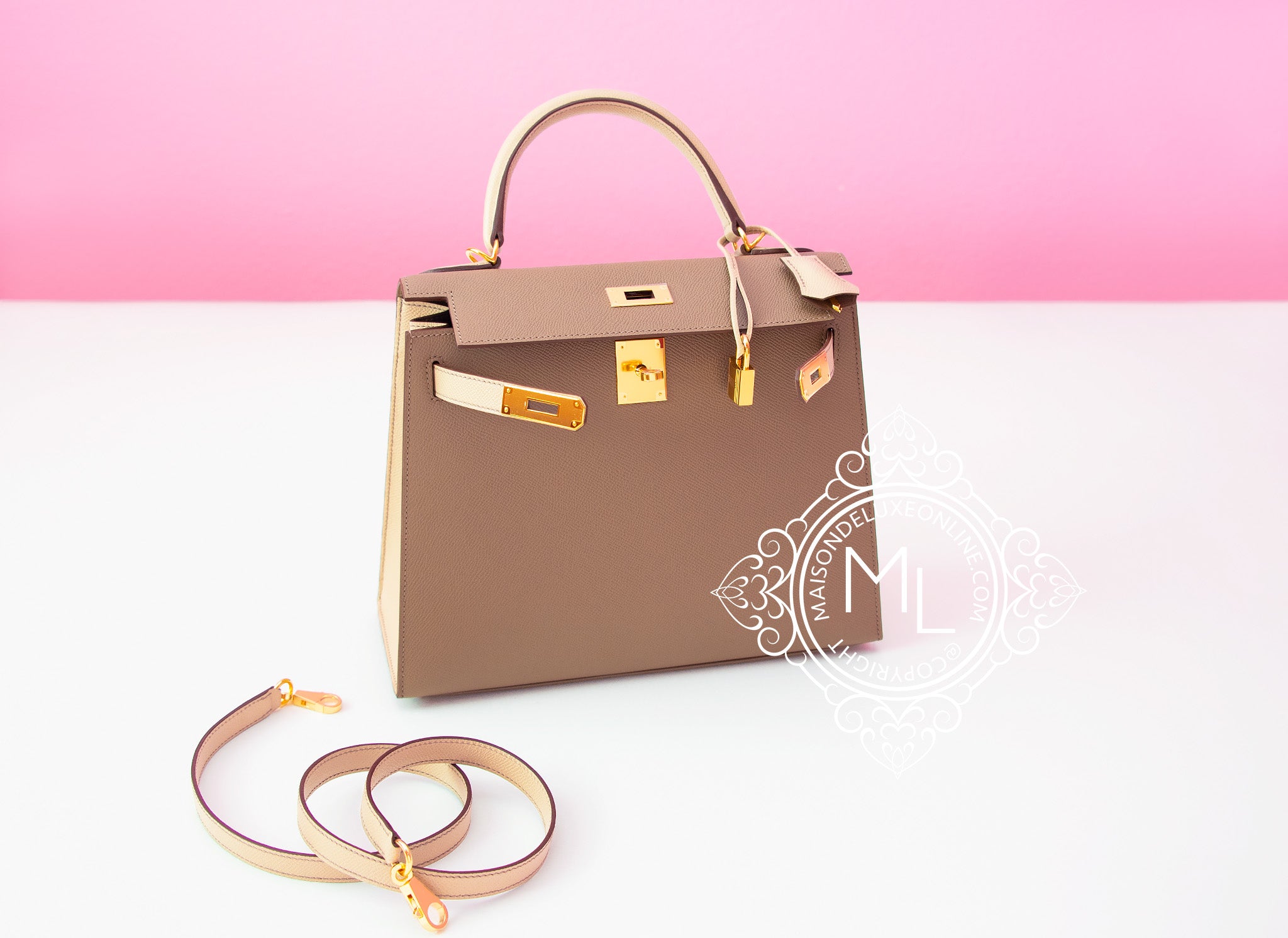 Authentic Hermes Kelly 28 Handbag in Etoupe Trench - HSS Sellier Epsom Leather - Luxury Designer Shoulder Bag for Women, Perfect for Work, Travel & Special Occasions