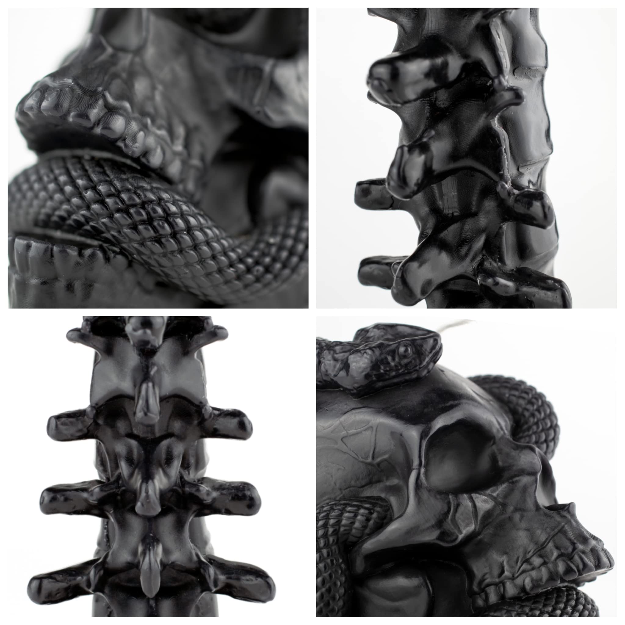 Gothic Skull Candle Set with Snake & Coffin Box - Halloween Decor for Goth Home