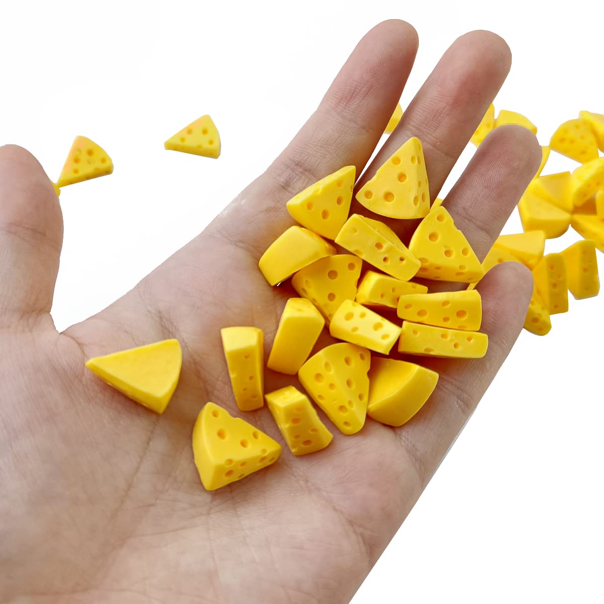 NSBELL 100PCS Miniature Artificial Cheese Models - Tiny Resin Simulation Cheese for Dollhouse Kitchen Decor, DIY Crafts & Miniature Food Displays | Perfect for Doll Accessories, Train Sets & Miniature Scenes