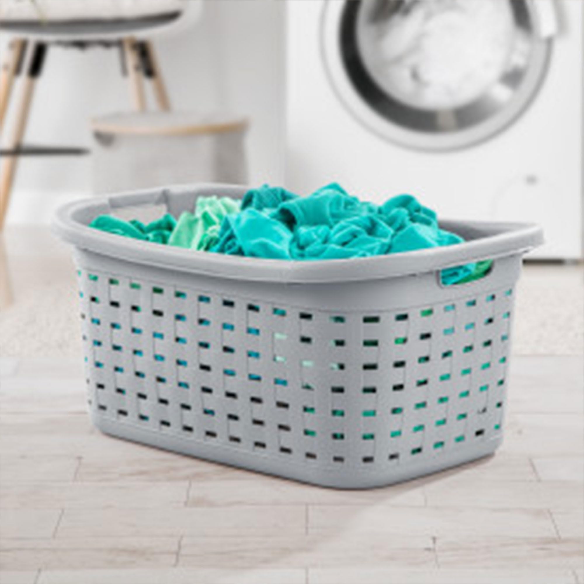 Sterilite 12-Pack Cement Gray Laundry Baskets - Durable Woven Wicker Pattern Design for Clothes, Toys & Storage | Perfect for Bedroom, Bathroom & Laundry Room Organization