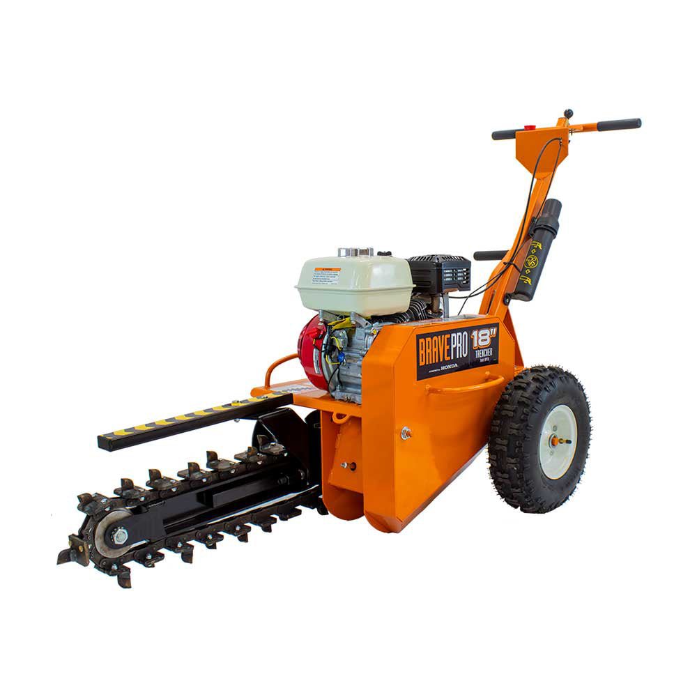 Brave Trencher 18-Inch Shark Chain with GX160 Engine - Heavy-Duty Trenching for Landscaping, Construction & DIY Projects