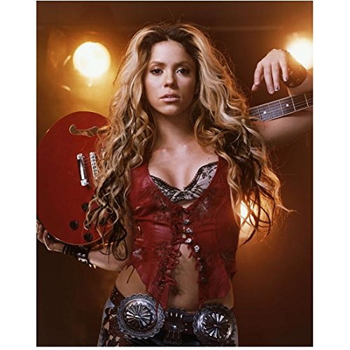 Shakira 8x10 Inch Photo Print - Singer & Actress in Red Vest with Guitar Behind Neck from 27 Dresses Movie | Perfect for Music Fans, Home Decor, and Gift Giving