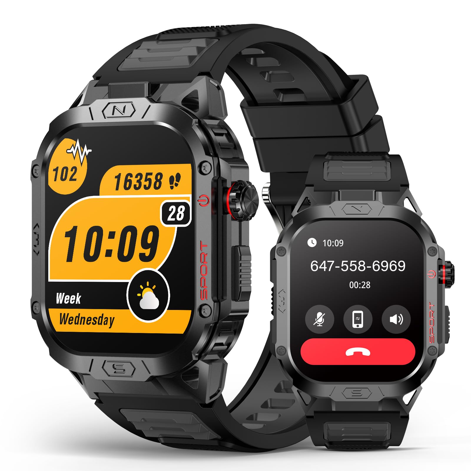 SOUYIE Military Smart Watch for Men - Answer/Make Calls, 2.02