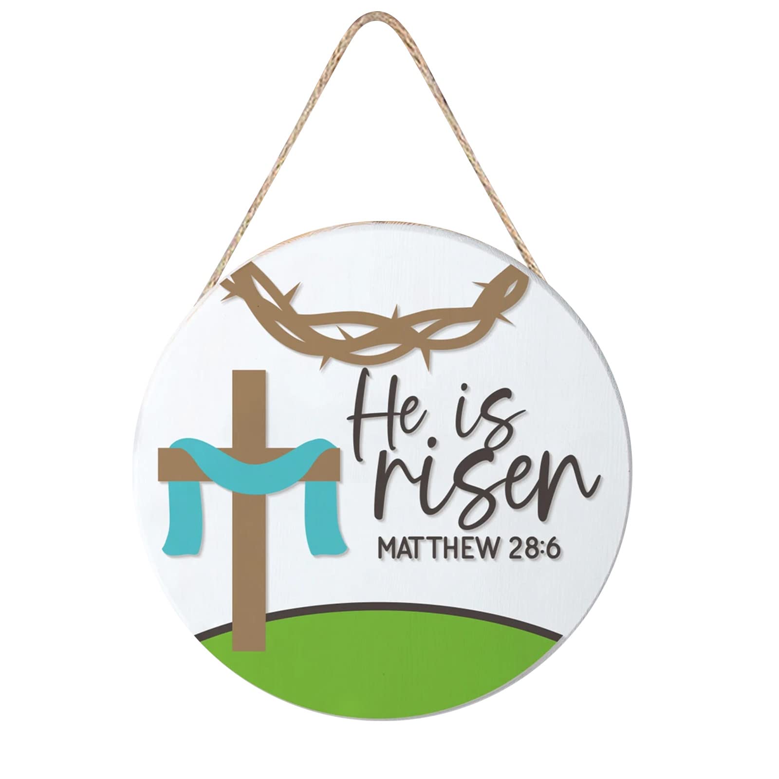 He is Risen Easter Cross Wooden Hanging Wreath - Religious Spring Door Decor for Front Porch, Wall Art & Home Decor - Perfect Easter Gift for Church, Family & Friends