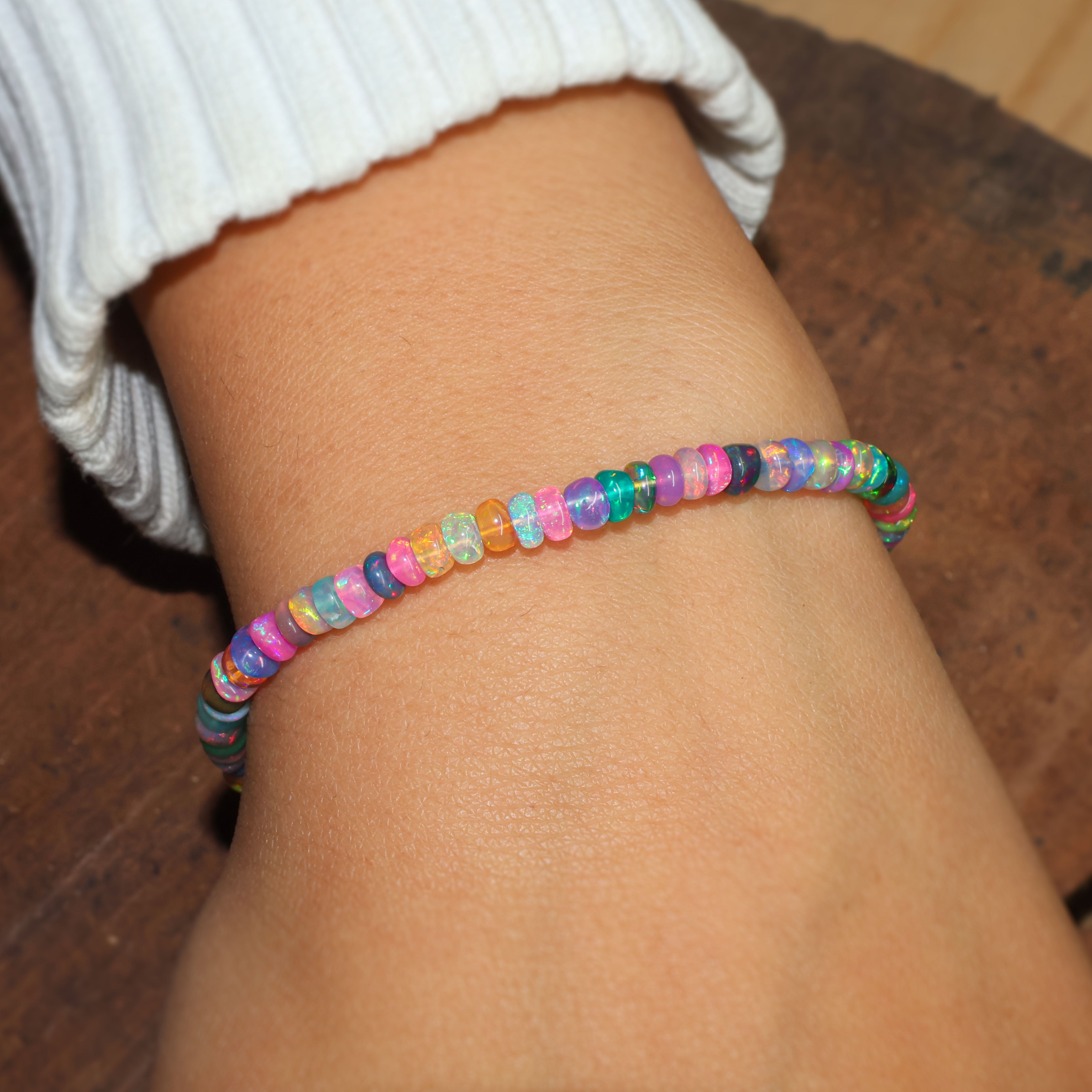 Multi Opal Plain Shaded Beaded Bracelet with Natural Birthstone | Elegant Handmade Jewelry for Women | Perfect Gift for Birthday, Anniversary & Special Occasions
