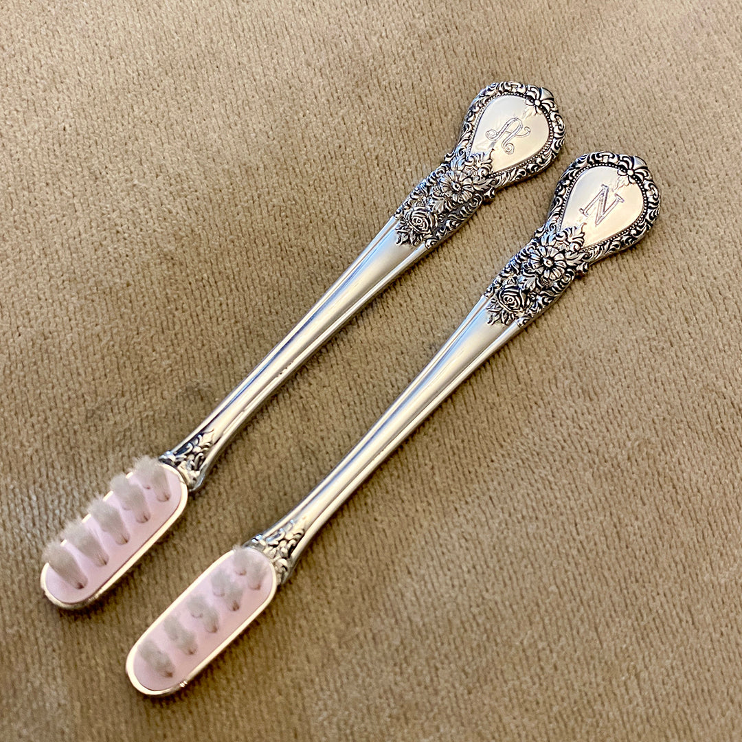 Pink Pewter Handle Baby Toothbrush - Soft Bristles for Gentle Cleaning - Perfect for Infants & Toddlers - Ideal for First Teeth & Oral Care Routine
