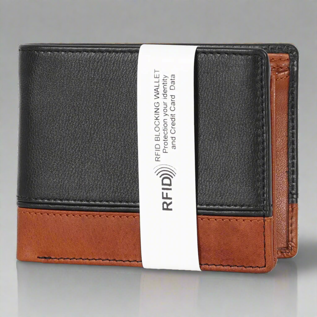 BOL Bi-Fold Wallet for Men - Genuine Leather RFID Blocking - Slim Minimalist Design - Black & Brown - Perfect for Everyday Carry & Travel