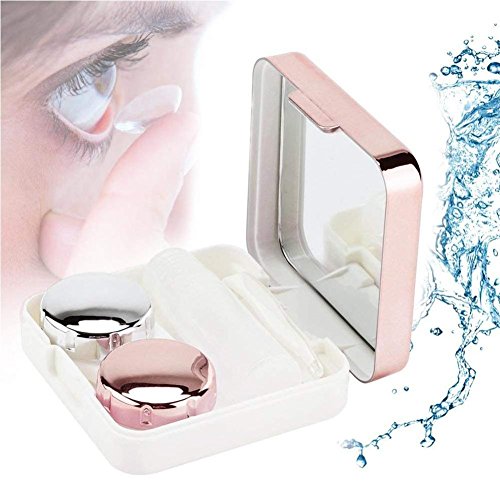 Reflective Contact Lens Case Set - Cute Pink Travel Kit Box for Contacts Storage | Perfect for Travel, Gym & Daily Use