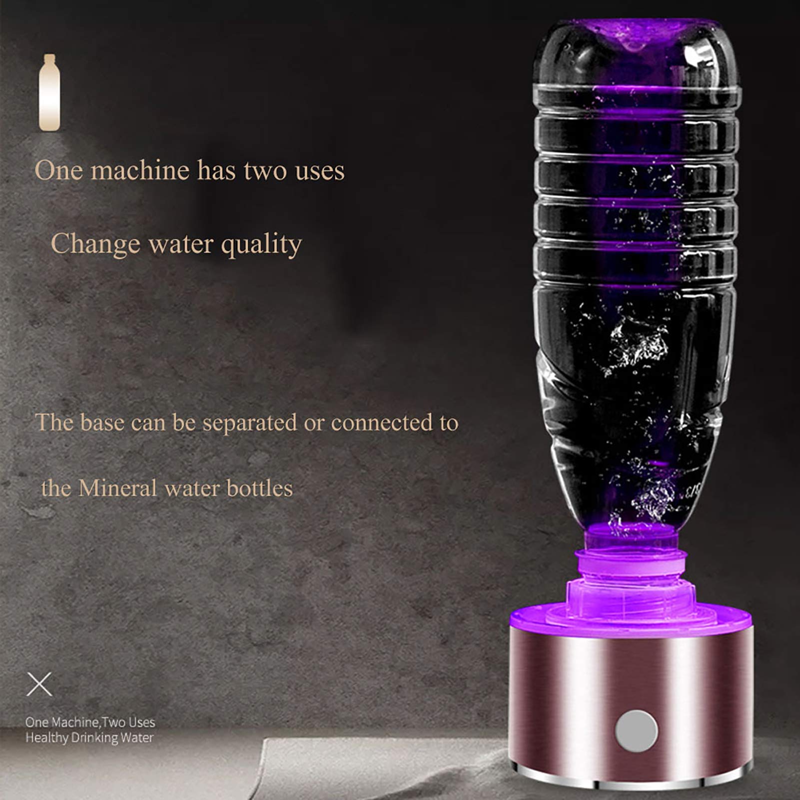 Portable Hydrogen Water Bottle Generator with SPE PEM Technology - 1300-1600 PPB Hydrogen Rich Water Maker, Includes Glass Bottle & Inhaler Adapter - Perfect for Home, Office, Travel & Wellness Routines