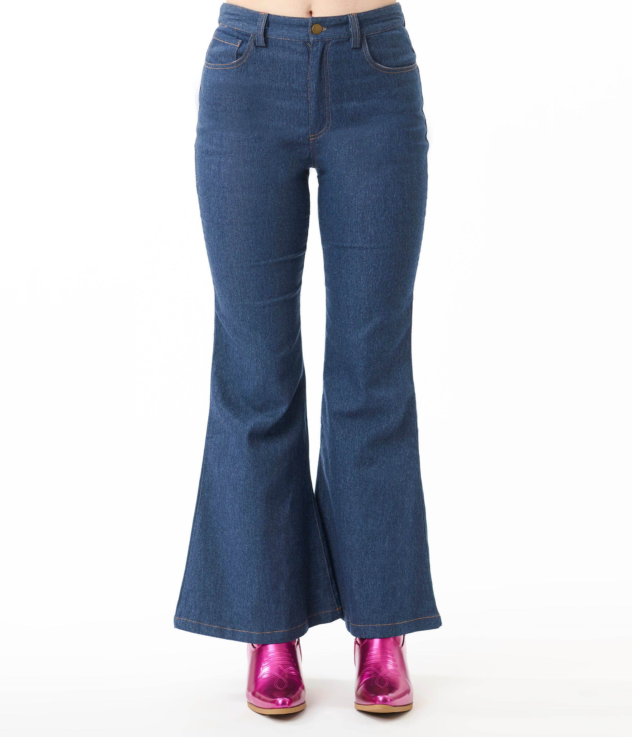 Vintage Blue Denim Western Embroidered Jeans for Women - Retro Cowgirl Style High Waisted Bootcut Jeans - Perfect for Country Music Festivals & Western Themed Parties