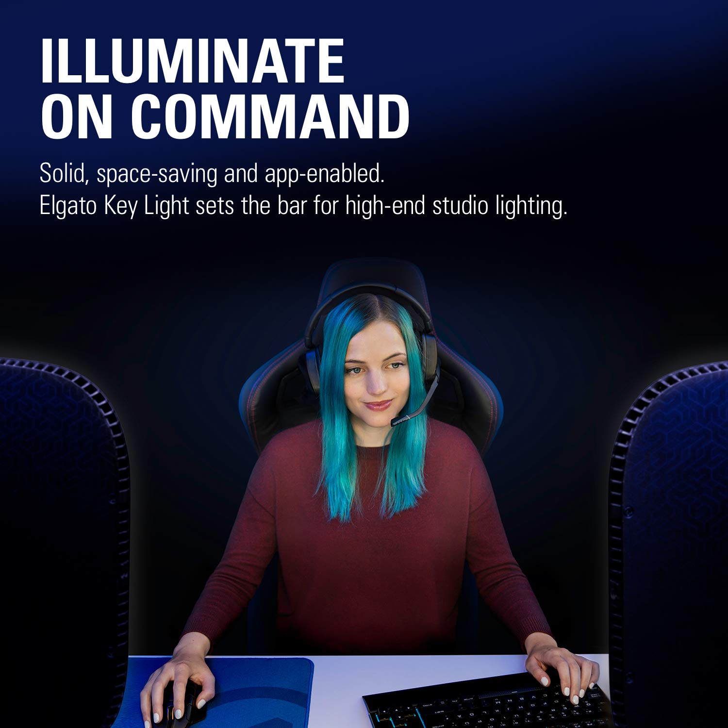 Elgato Key Light - 2800 Lumens Professional Studio LED Light with Adjustable Desk Clamp, Extendable to 49 Inches, Center Ball Head & 1/4