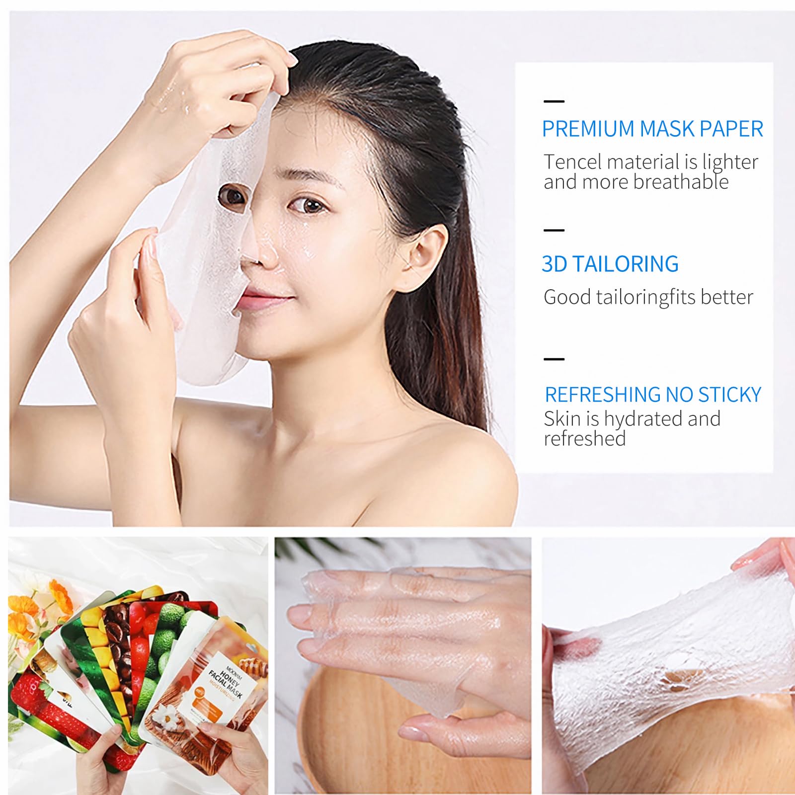 Premium Organic Collagen Face Mask - 33 Sheet Skincare Set for Hydrating, Moisturizing, Brightening & Soothing | All Skin Types | Perfect for Spa Nights, Travel & Daily Skincare Routine