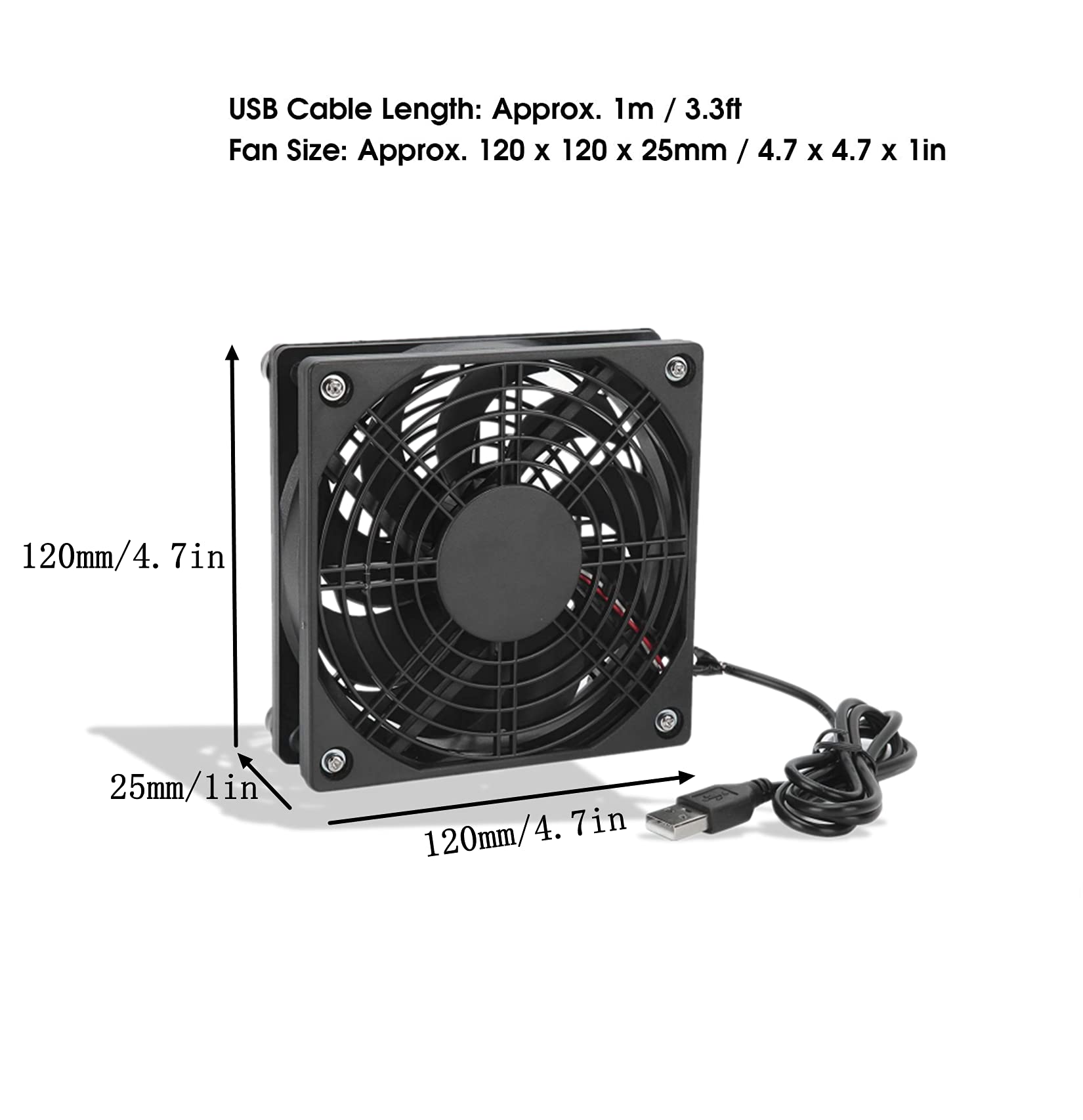 Lazmin112 2-Pack 120mm USB Computer Case Fan - Ultra Quiet 5V PC Cooling Fan for Desktop PCs | Perfect for Gaming Rigs, Workstations & Home Office Setups