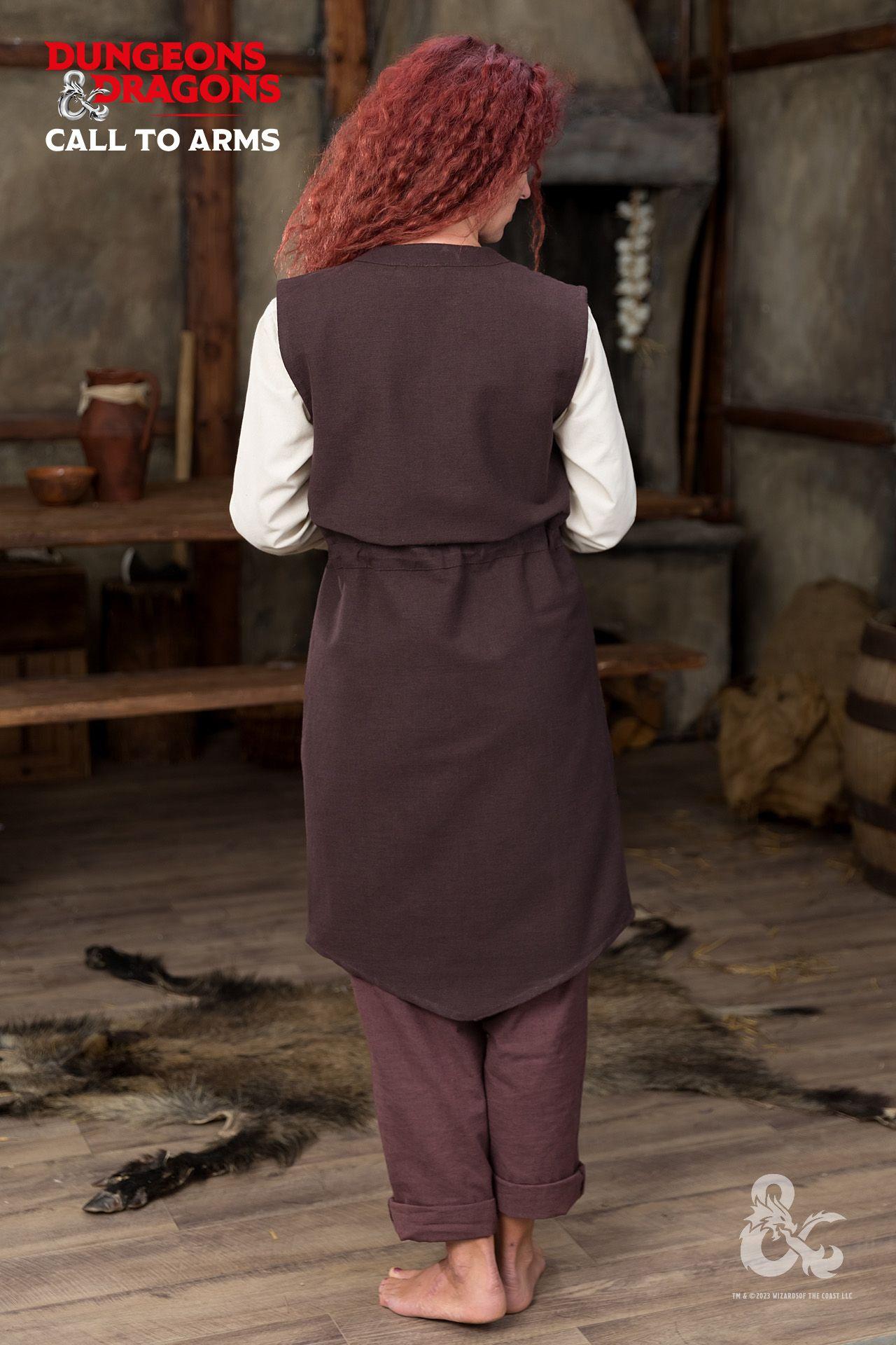 Dungeons & Dragons Druid Long Vest Brown - Fantasy Cosplay Costume for LARP, Halloween & Roleplaying Games