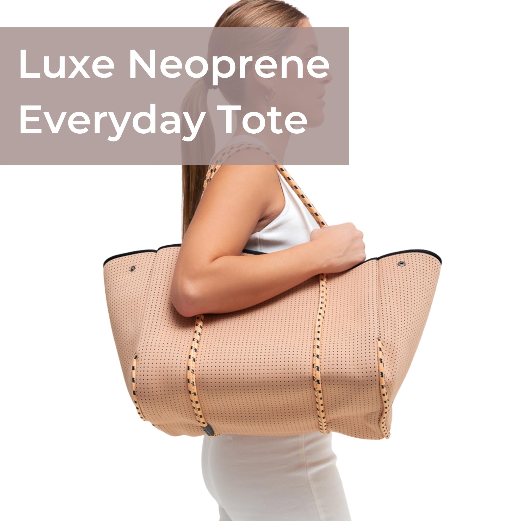 Stylish Large Neoprene Tote Bag for Women - Water-Resistant Designer Handbag with Multiple Pockets & Zipper Pouch | Perfect for Work, Travel, Beach & Everyday Use