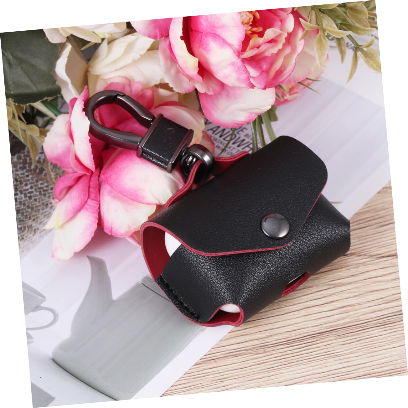 2-Pack Cute Imitation Leather Keychain Earphone Case for AirPods Pro - Anti-Loss Protective Cover with Carabiner Clip | Perfect for Gym, Travel & Daily Commute