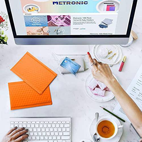 4x8 Bubble Mailer Padded Envelope - Orange Color Shipping Bags for Ecommerce, Small Packages & Mailing - Perfect for Jewelry, Crafts, Documents & Online Store Shipments