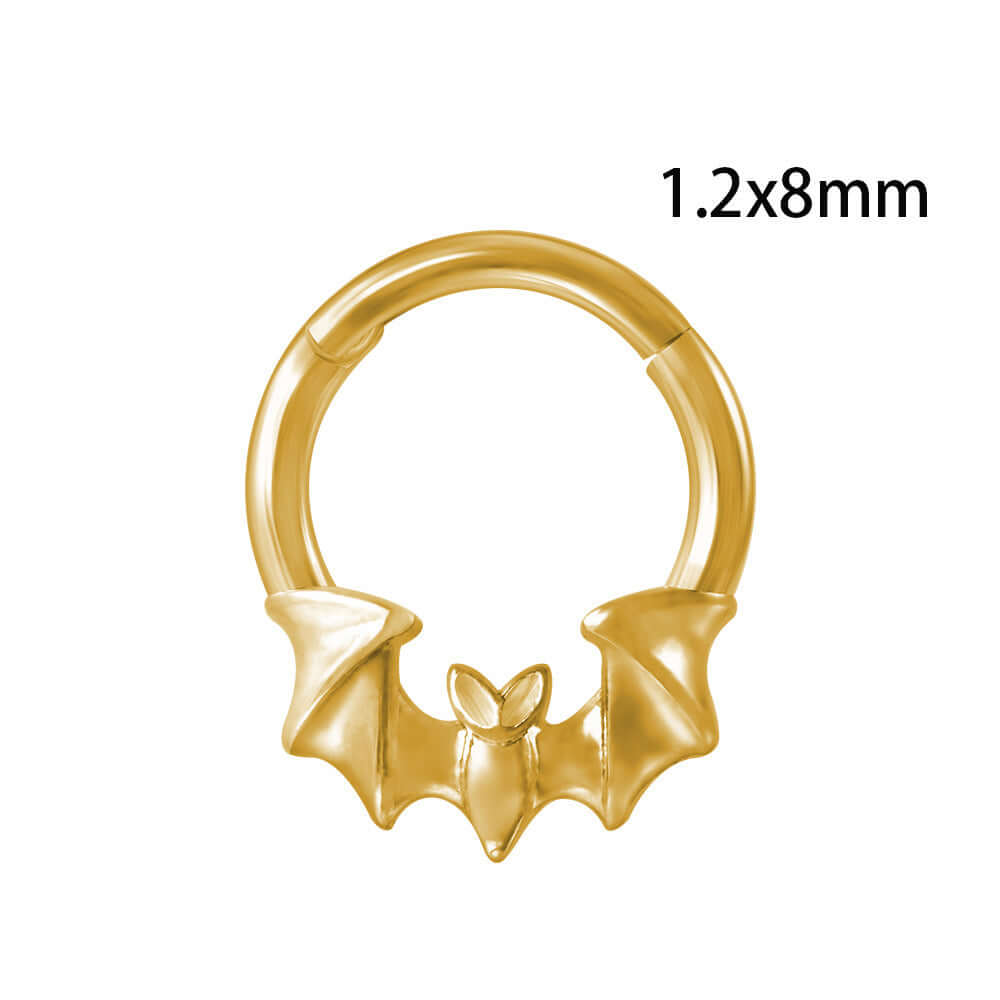 16G Four Layer Bat Flame Nose Cuff Ring - DL3152 | Gothic Punk Body Jewelry for Piercings - Perfect for Halloween, Cosplay & Alternative Fashion