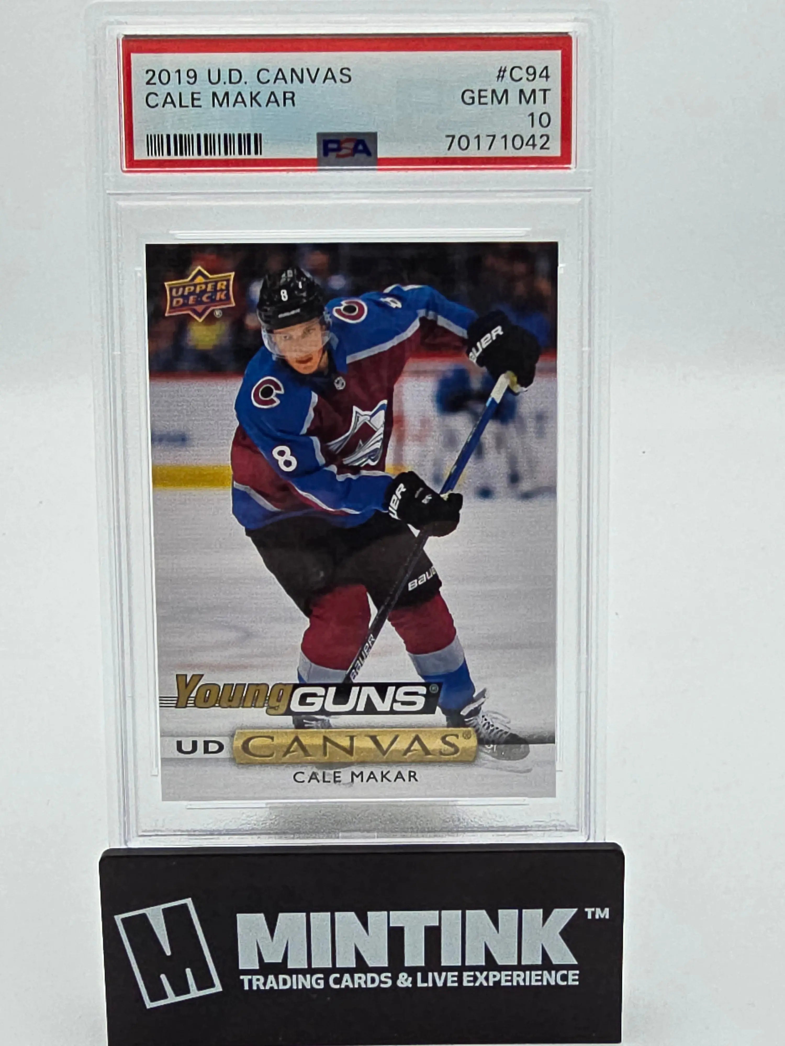 2019-20 Upper Deck Series 1 Hockey UD Canvas Young Guns Cale Makar PSA 10 Gem Mint - Rare Hockey Trading Card for Collectors & Investors - Perfect for Display, Trading, and Sports Memorabilia Collections