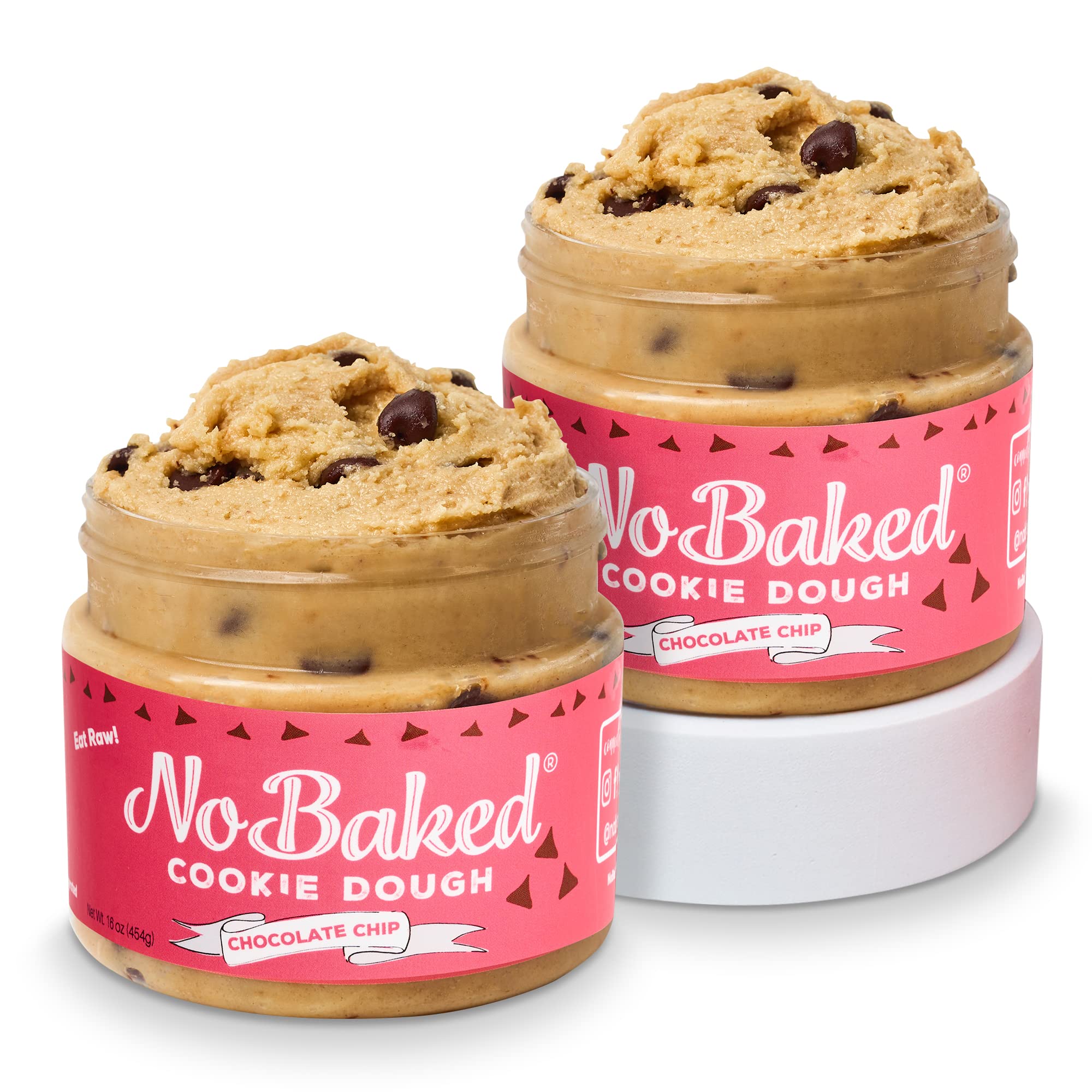 Edible Chocolate Chip Cookie Dough - NoBaked Raw Cookie Dough, Soft & Smooth, No Bitterness, Perfect Sweet Snack or Dessert - 16oz (2 Pack) - Great for Parties, Movie Nights & Gift Giving