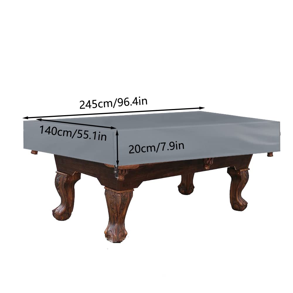 **8ft Waterproof Pool Table Cover - Heavy Duty Oxford Cloth Protector for Indoor & Outdoor Billiard Tables - Durable Grey Cover for Rain, Dust & UV Protection (Perfect for Home Game Rooms, Bars & Patios)**