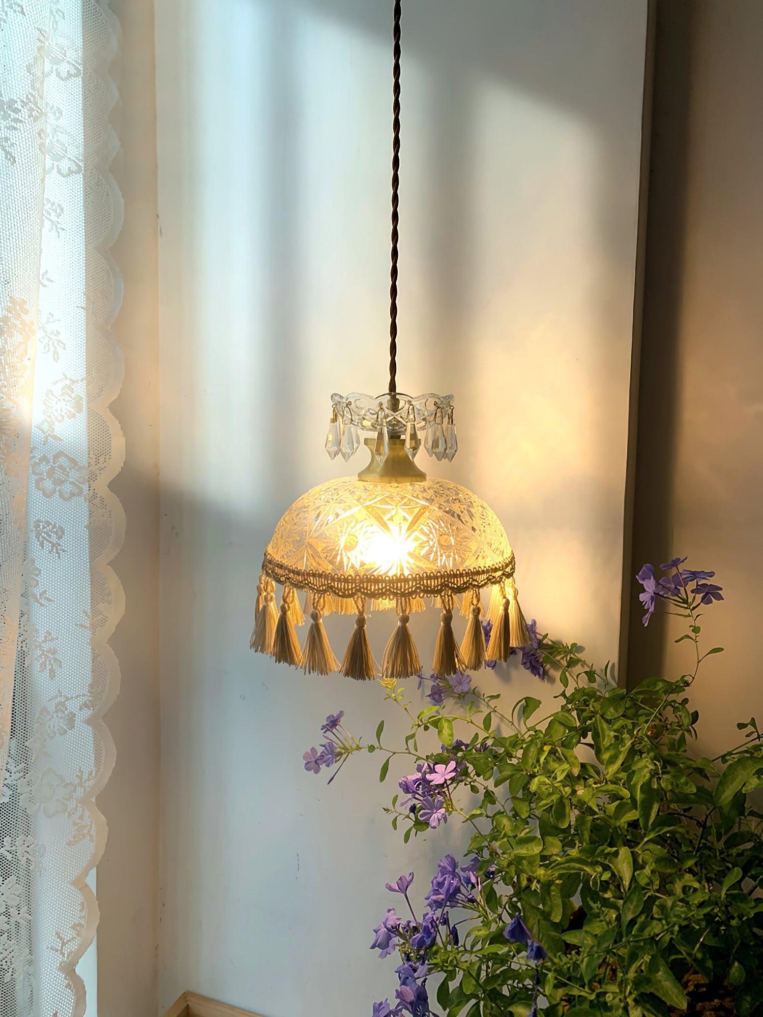 Modern Bowl Tassel Pendant Light - Elegant Hanging Chandelier for Dining Room, Kitchen Island, Bedroom & Living Room Decor
