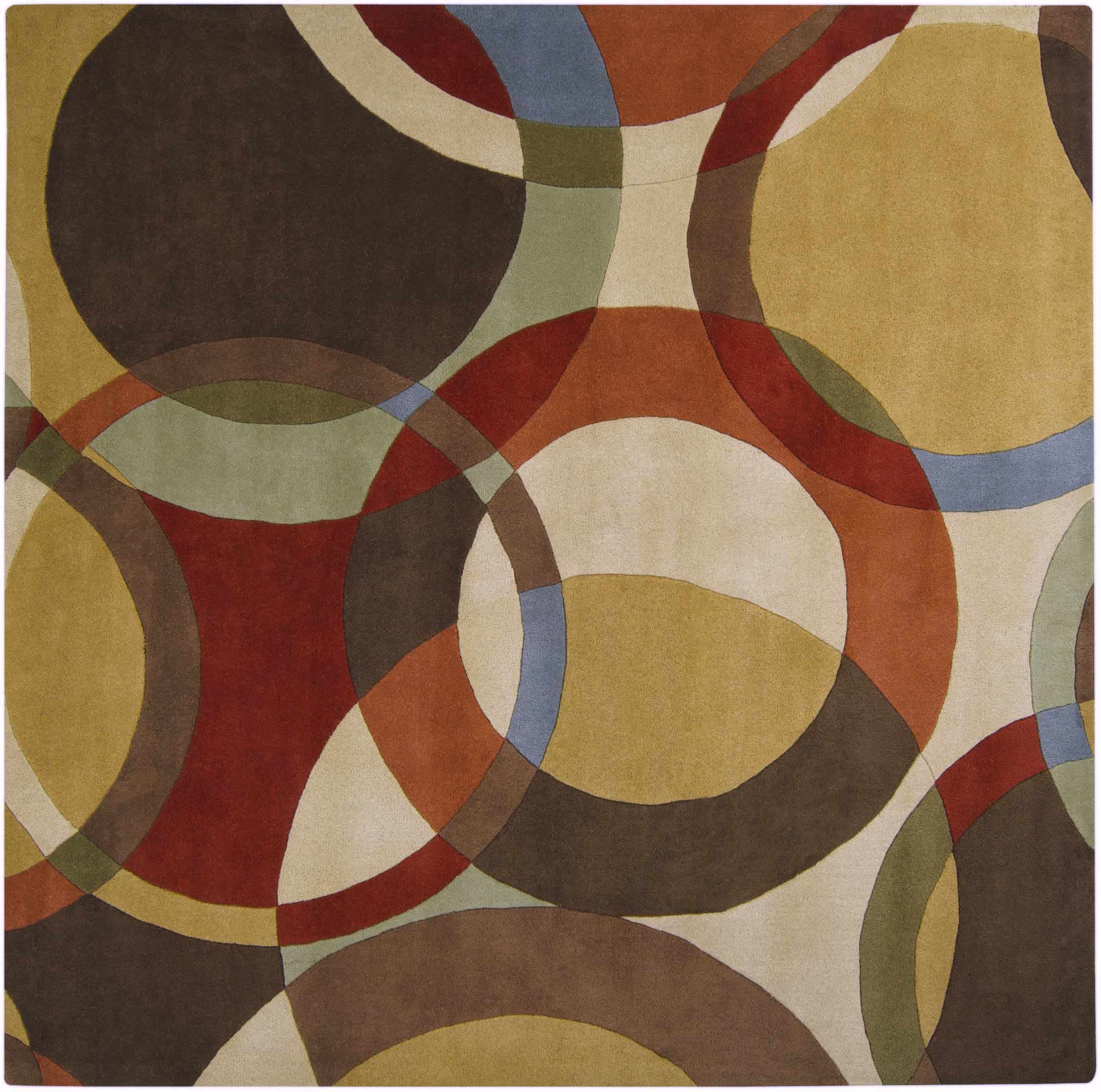 Hauteloom Tilbury Wool Area Rug for Living Room & Bedroom - Modern Round 8' Rug in Brown, Purple, Red - Soft & Durable Handmade Wool Carpet - Perfect for Home Decor, Cozy Spaces & High Traffic Areas