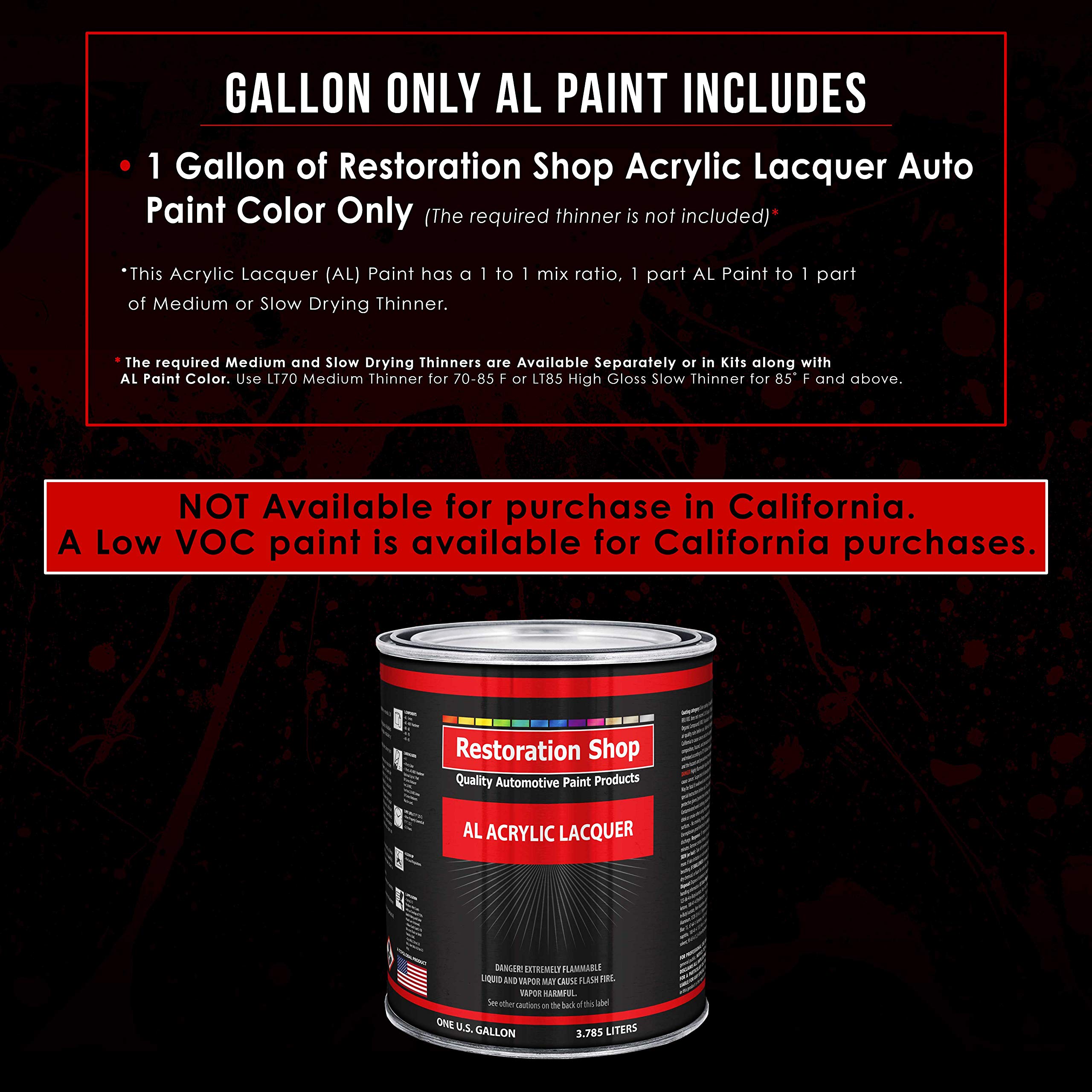 Restoration Shop - Jet Black (Gloss) Acrylic Lacquer Auto Paint - 1 Gallon Professional Automotive Refinish Coating for Cars, Trucks, Guitars & Furniture - High Gloss Finish for DIY & Professional Use