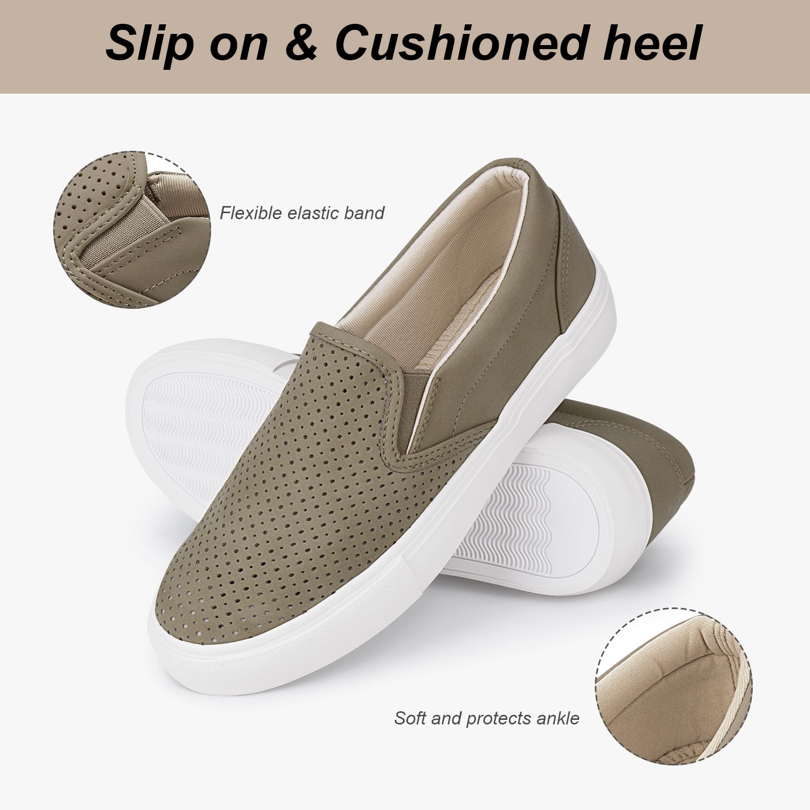 JENN ARDOR Women's Slip On Sneakers - Comfortable Memory Foam Walking Shoes - Fashion Loafers for Casual Wear - Perfect for Work, Travel & Everyday Use