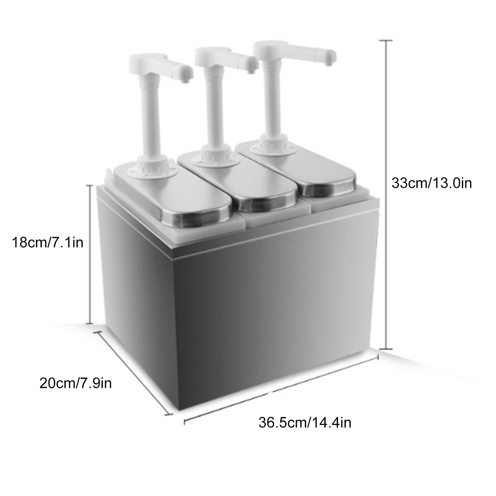 TOPINCN Stainless Steel Condiment Pump Station - 35ml Sauce Dispenser & Squeeze Pump for Ketchup, Mustard, Mayo (2L Triple Pump) - Perfect for Restaurants, Cafes, and Home Kitchens