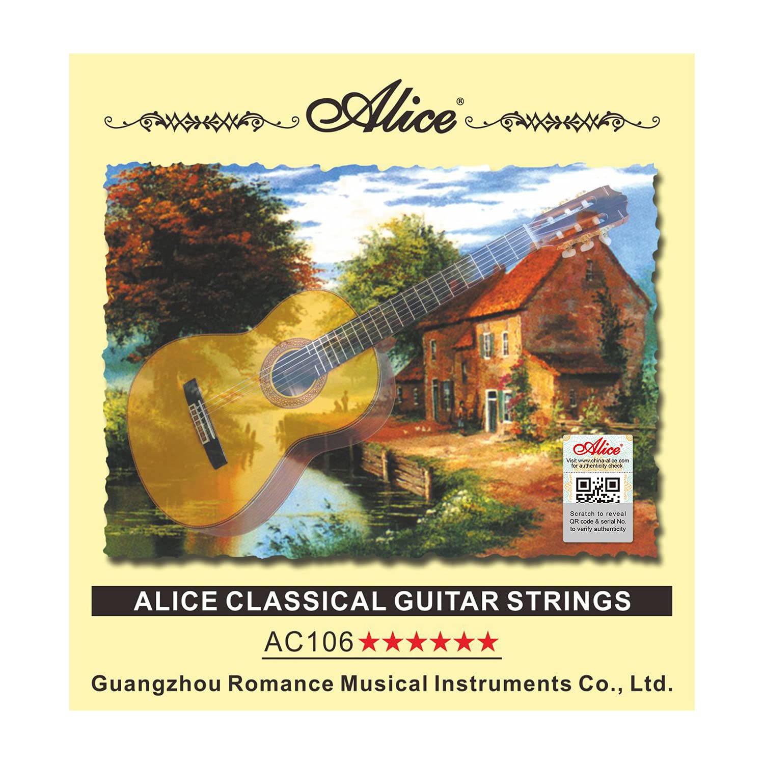 Alice 3-Pack Nylon Classical Guitar Strings Set - 6 Silver Plated Copper Alloy Wound Strings with Nylon Core - Hard Tension (0285-044) for Professional & Beginner Guitarists - Perfect for Classical, Flamenco & Acoustic Performances