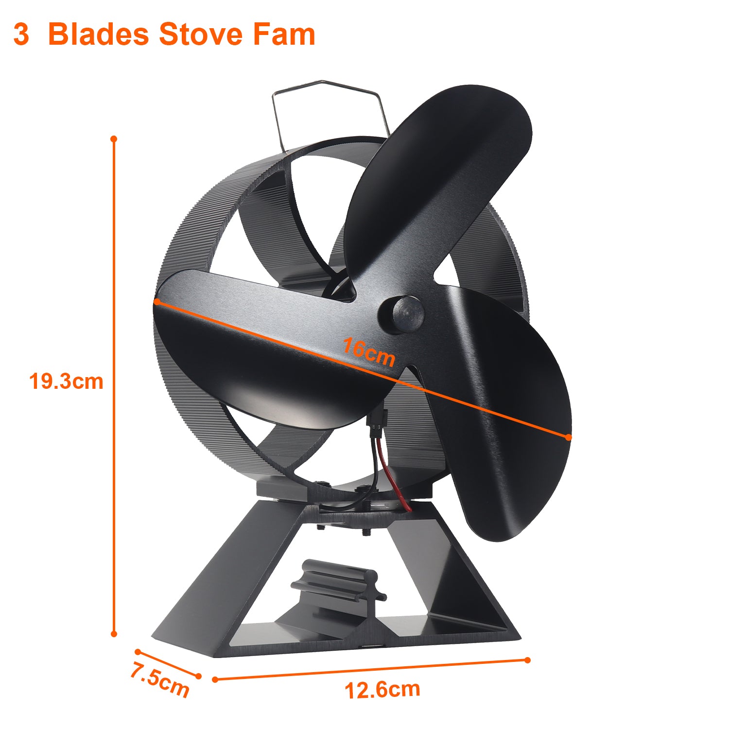 3 Blade Stove Fan VDSF643 - Eco-Friendly Heat Powered Stove Fan for Wood Burning Stoves - Perfect for Energy Efficient Home Heating & Improved Air Circulation in Living Rooms, Cabins & RVs