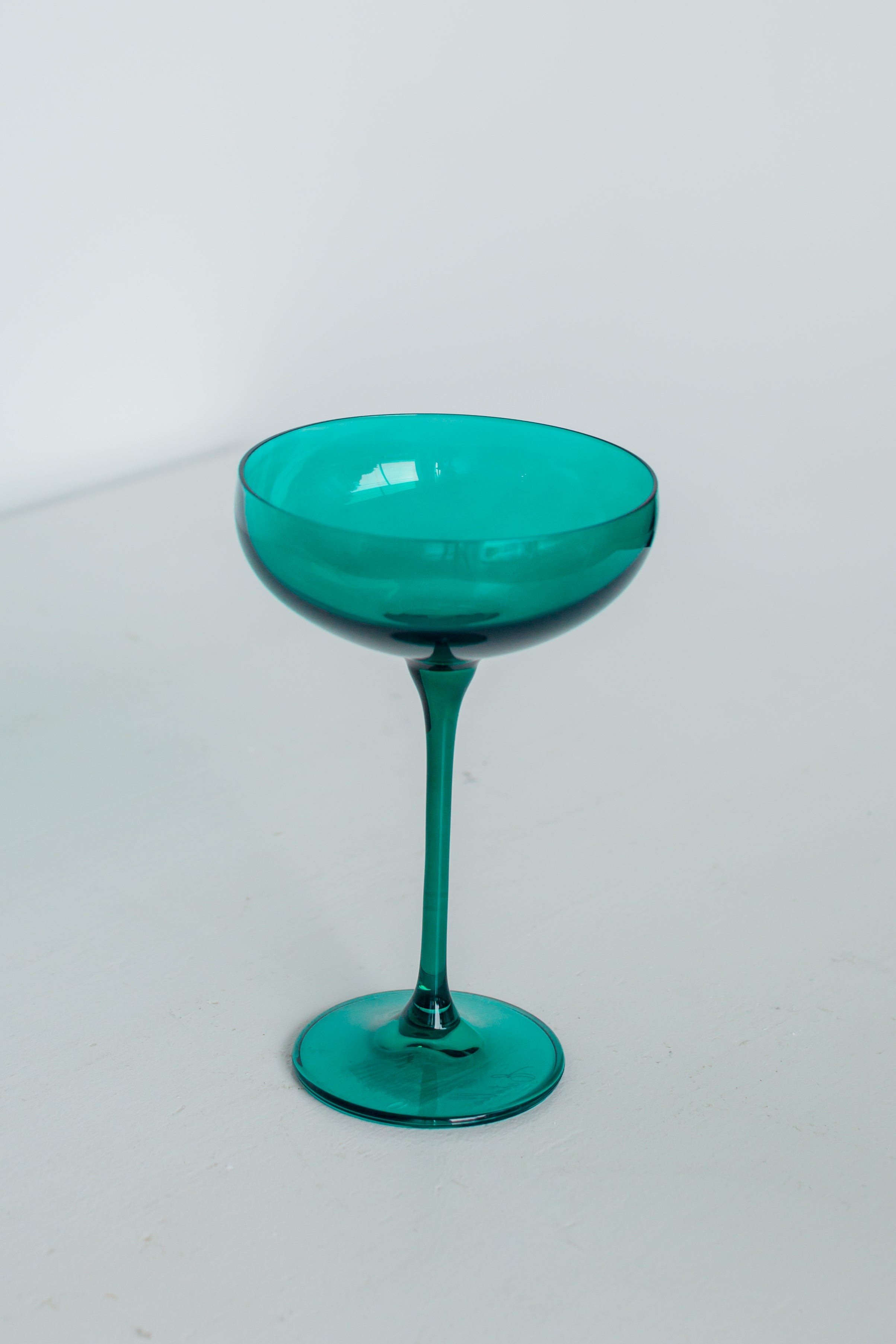 Estelle Colored Champagne Coupe Glasses Set of 6 - Elegant Emerald Green Stemware for Wedding, Party & Special Occasions
