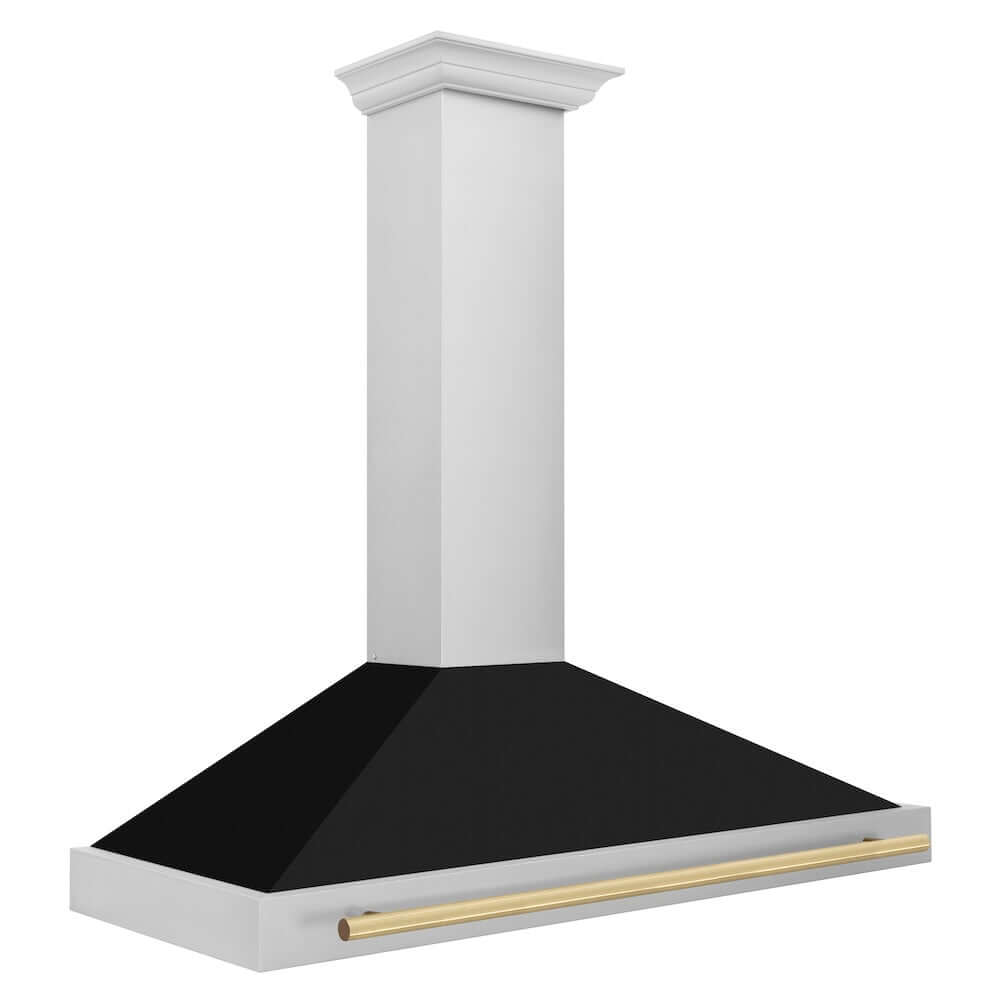 ZLINE Autograph Edition 48-inch Stainless Steel Range Hood - Convertible Kitchen Vent Hood with Black Matte Finish & Accent Handle (KB4STZ BLM48) | Professional Grade for Modern Kitchens, Restaurants & Open-Concept Homes