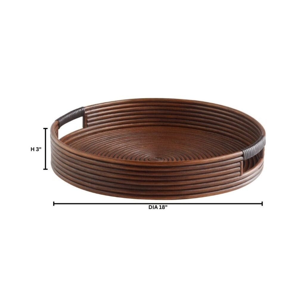 Cyan Design 11718 Papeete Round Tray - Small Brown Decorative Tray for Home Decor, Coffee Table Centerpiece, Jewelry Organizer & Bathroom Essentials Holder