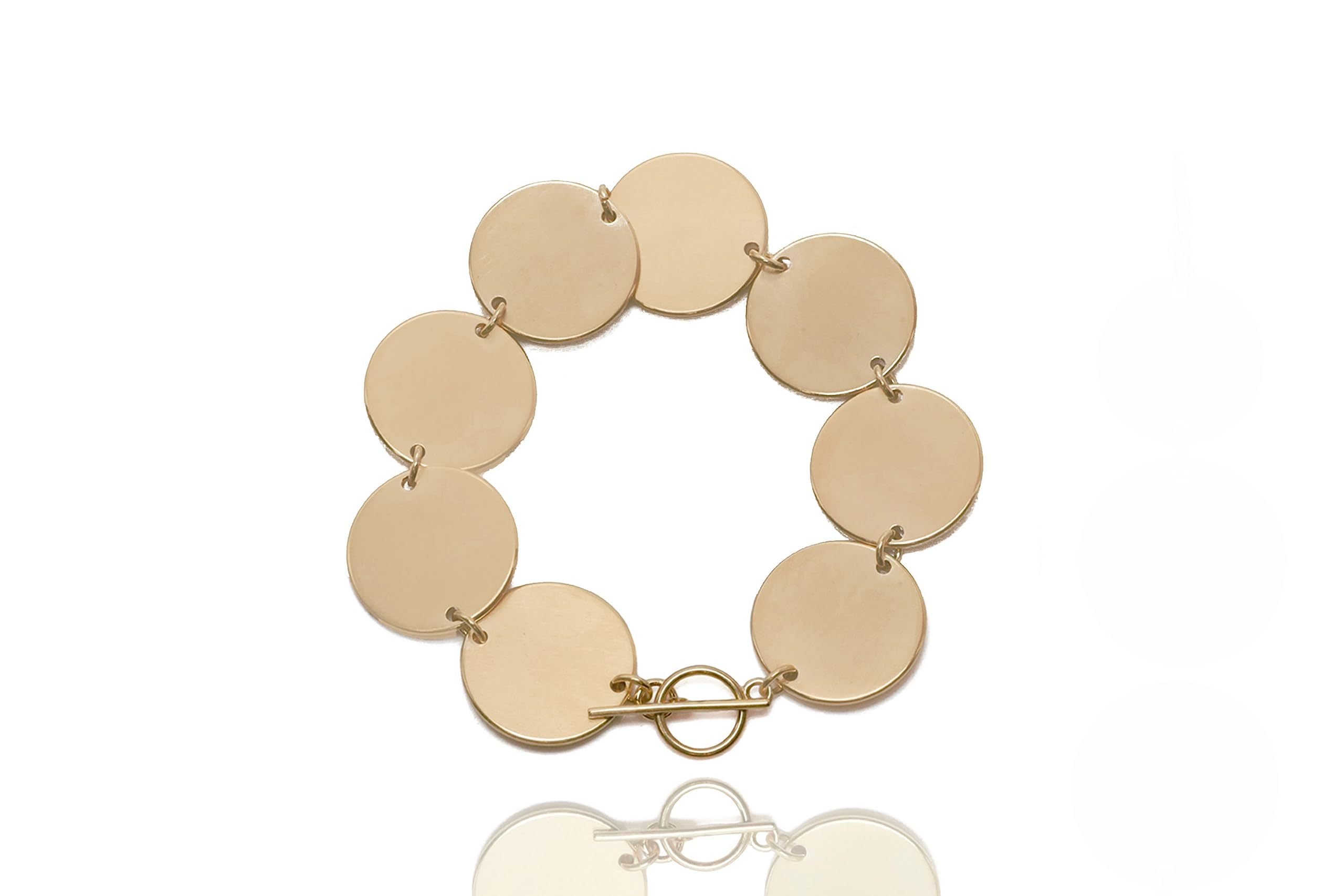 14K Gold Coin Bracelet for Women - Elegant Brushed Matte Finish - Perfect Bridal & Bridesmaid Jewelry Gift - Ideal for Weddings, Anniversaries & Special Occasions