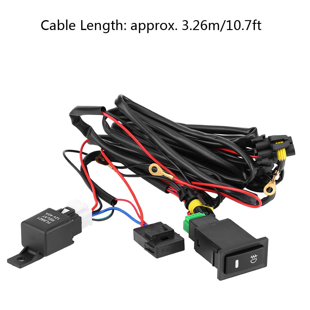 Qiilu 12V Universal On Off Switch Relay Kit - Waterproof Car LED Fog Light Wiring Harness for Trucks, Jeeps, SUVs | Easy Installation for Off-Road Driving & Night Visibility
