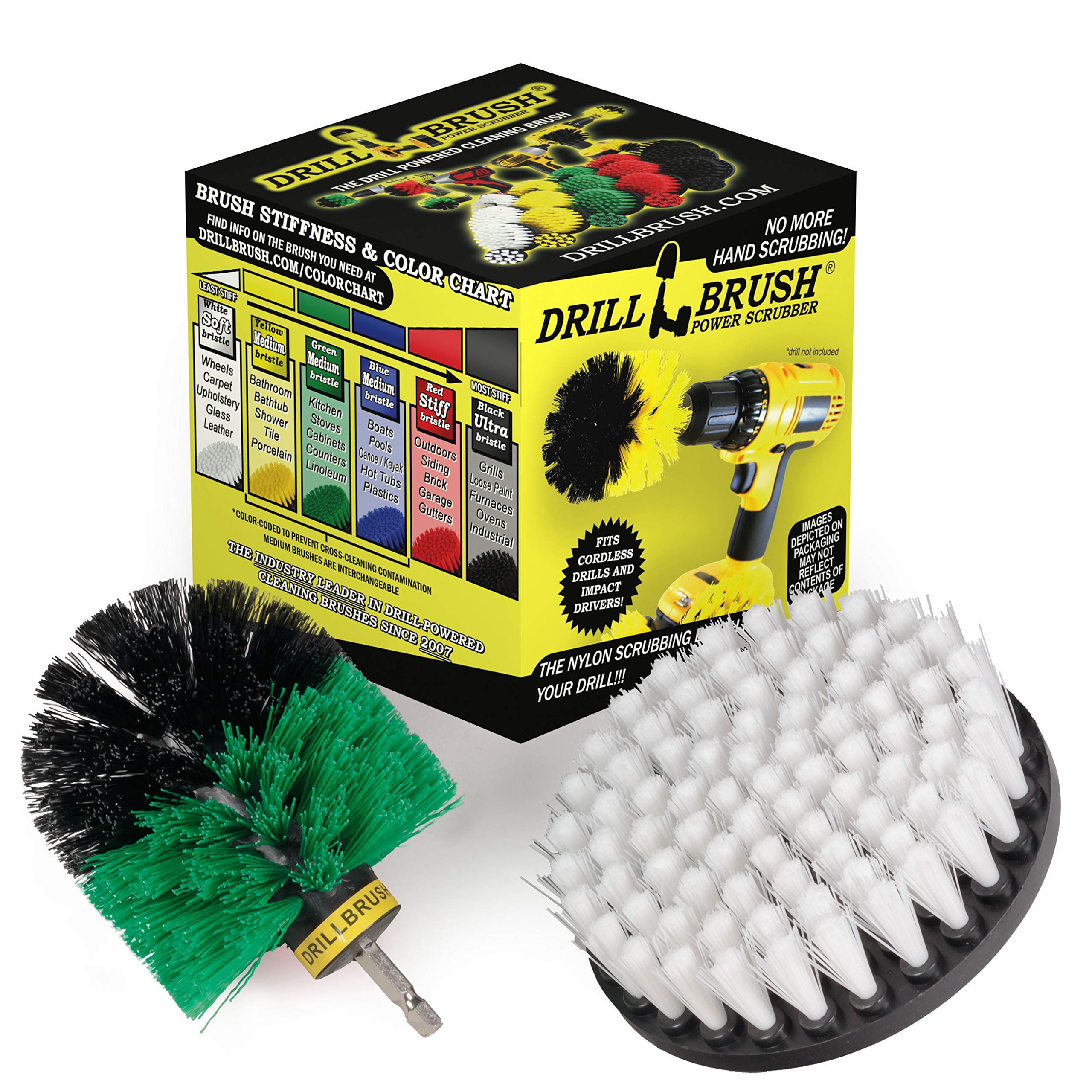Drillbrush Power Rotary Scrubber - Bathroom, Shower, Tile, Carpet & Upholstery Cleaning Kit for Deep Cleaning | Perfect for Grout, Bathtubs, Floors & Auto Detailing