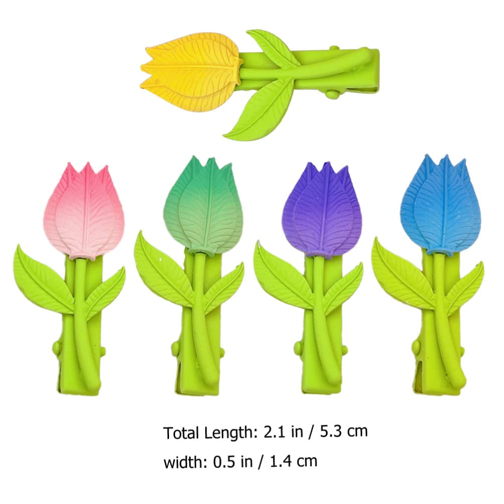 5pcs Tulip Hair Clips for Women & Girls - Floral Hair Accessories with Artificial Flowers - Perfect for Weddings, Parties & Everyday Style